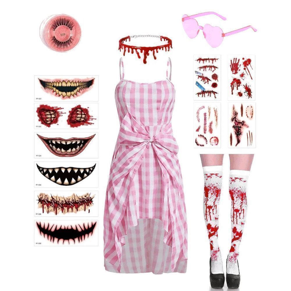 💗🧟‍♀️ 7PCS Zombie Barbie Costume Halloween Bundle Set SIZES L, XL NEW